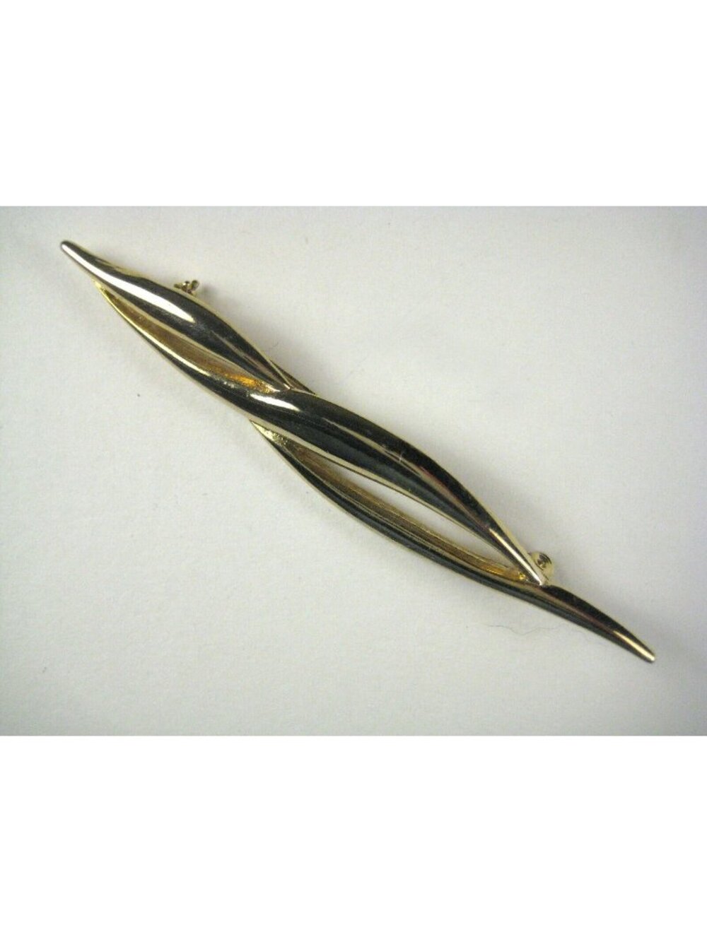 Abstract Pale Light Goldtone COLOR Brooch 3 in Long Wrapping Lines Pin Wrap
